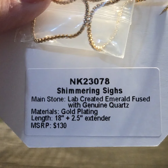 Gold and Green Pendant Necklace by BP - Picture 4 of 4